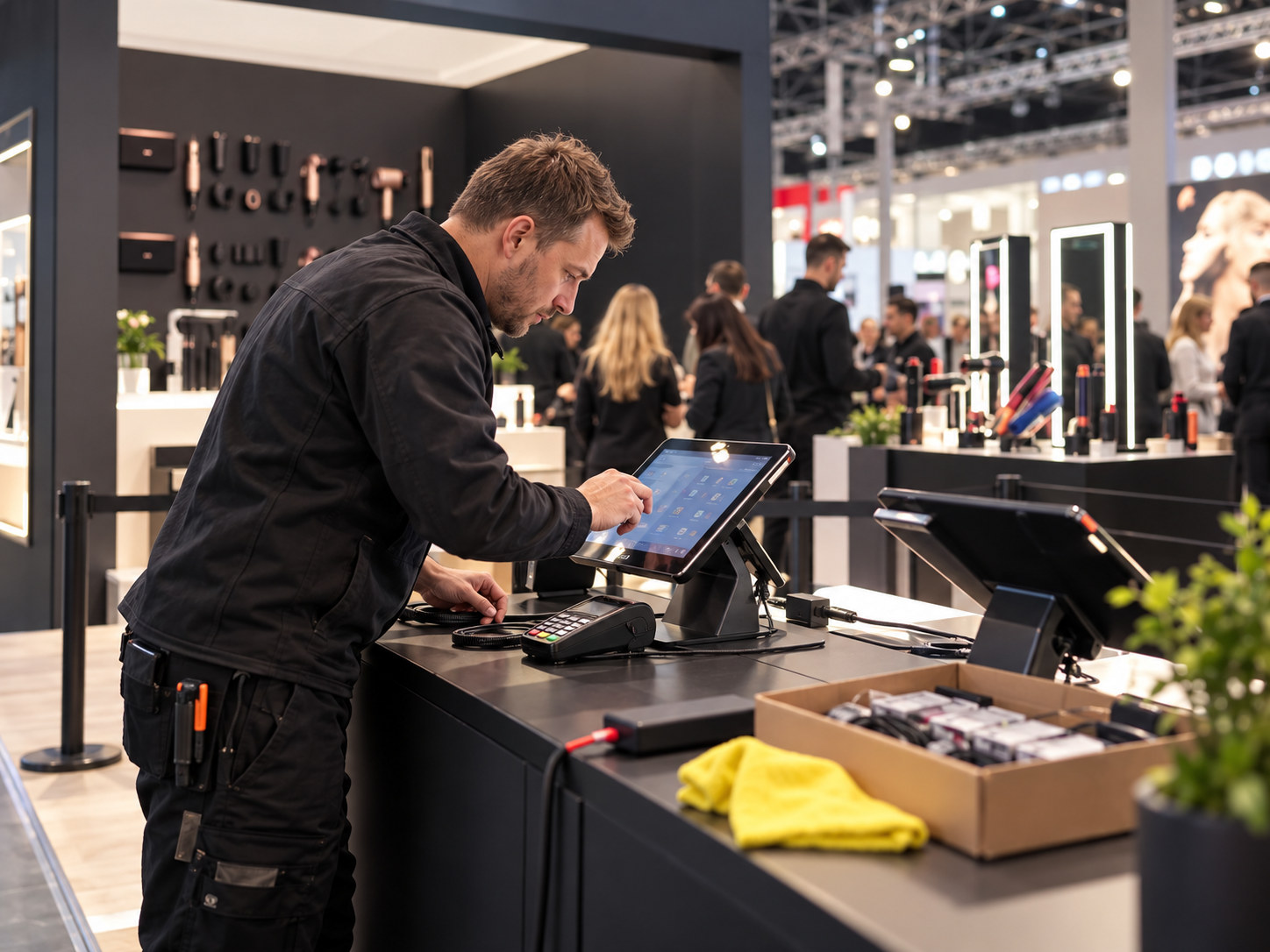 Network equipment and cabling for trade fair IT